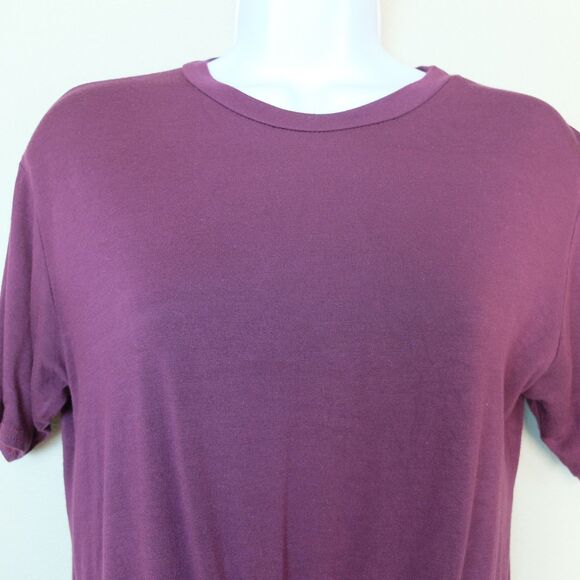 Boohoo Maroon Twist Front Tie Tee Shirt Size 2 - Picture 2 of 6